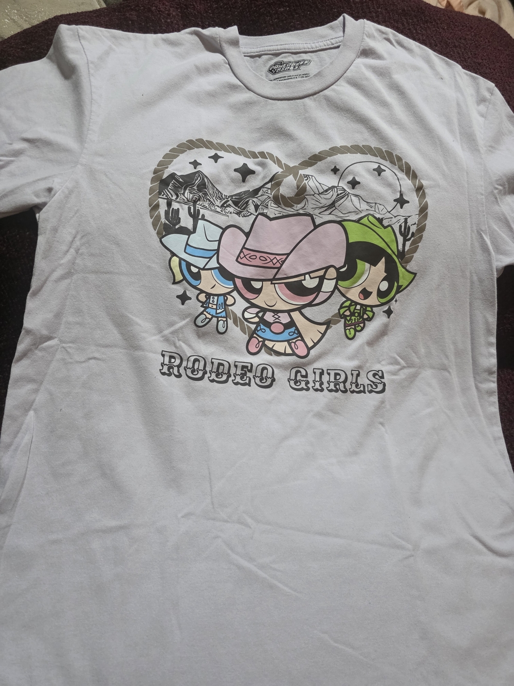 Powerpuff Girls Rodeo Girls Graphic Tee - White with Pink & Green Accents